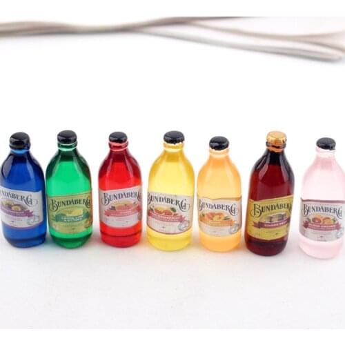 7pcs 12*30mm 1/6 Scale Miniature Dollhouse Juice Soda Beverage Bottle for Pretend Play Barbies Doll Drinks Food Kitchen Toy