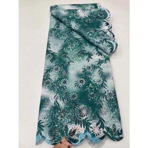 African Lace Fabric Green Guipure Lace with Sequins Embroiderey Cord Lace Fabric High Quality Nigeria Lace Fabric