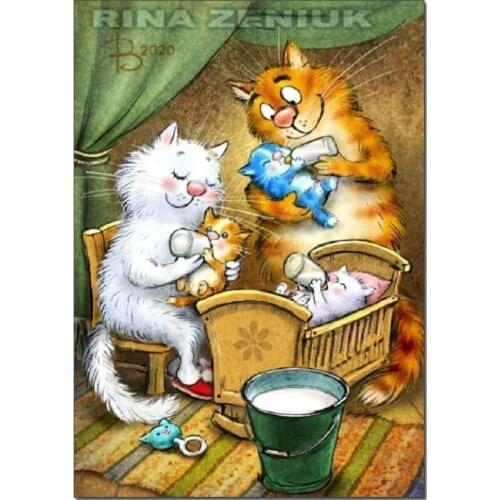 Full Square Round Drill 5D DIY Diamond Painting Cartoon cat Patterns Embroidery Cross Stitch Baby cat Mosaic Home Decor Gift
