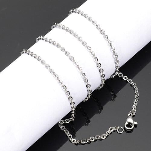 1.5mm Trendy Women Choker Necklace Stainless Steel Stong Rolo Chain Fashion Girls Necklaces 45cm