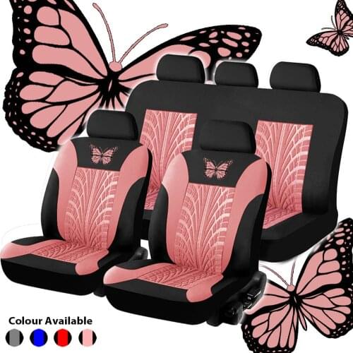Butterfly Car Seat Covers Set PU Leather Waterproof Tire Track Seat Protector for Outdoor Personal Car Decoration