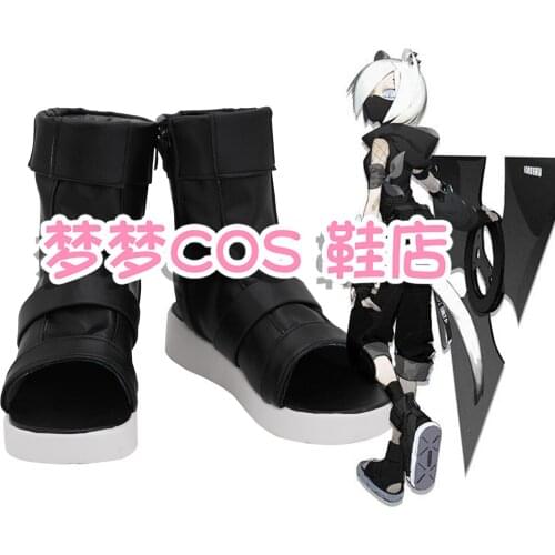 Anime Arknights ShiraYuki Black Cosplay Shoes Cosplay Long Boots Leather Custom Made For Party Halloween