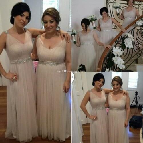 Free shipping 2015 v-neck long bridesmaid dresses tulle Elegant see through shiny beaded classic A-line cheap party prom gowns