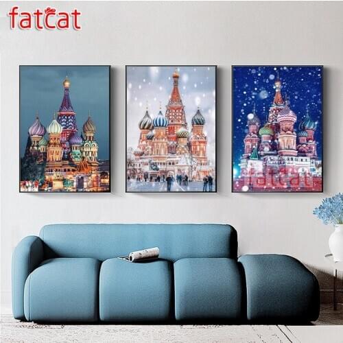 FATCAT Castle scenery diy 5d diamond painting full square round drill mosaic embroidery sale triptych kits home decor AE2598