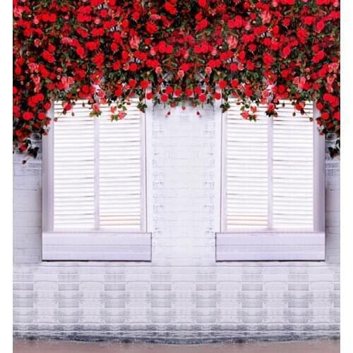 Red Rose Flowers White House Photography Backdrops Photo Props Studio Background 5x7ft