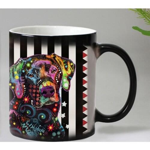 New Colorful dogs Heat Reveal Coffee mug Ceramic Color changing Magic Mugs tea cups Christmas gift 11OZ