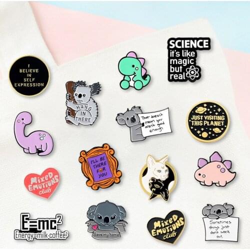 Creative Trendy Cartoon Koala Text Oil Drop Brooch Pin Denim Bag Gift For Friends Men Women Fashion Jewelry Clothes Decoration