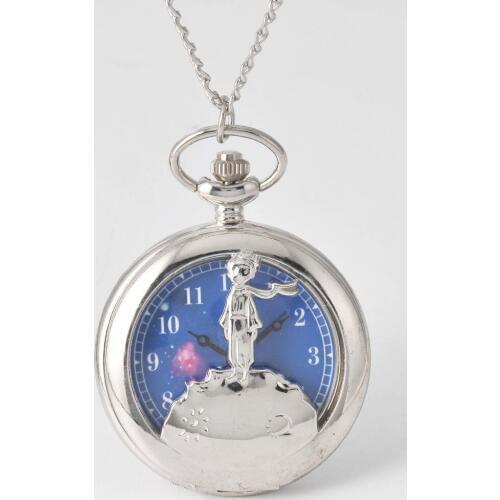 Kids Little boy Fashion Gift To The Little Prince Planet Quartz Pocket FOB Watch Popular GiftsBlue Bronze Vintage