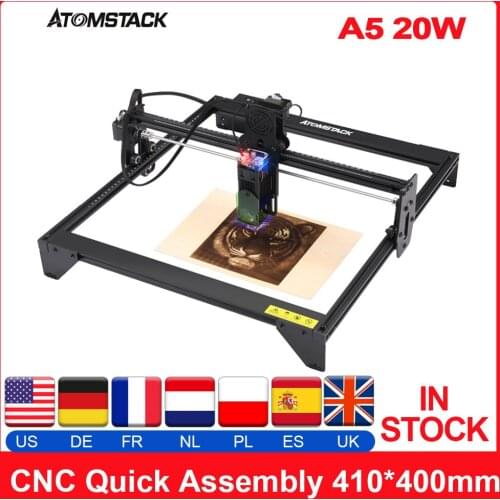 ATOMSTACK A5 20W Laser Engraver CNC Quick Assembly 410*400mm Carving Area Full-metal Structure Fixed-focus Laser Eye Protection