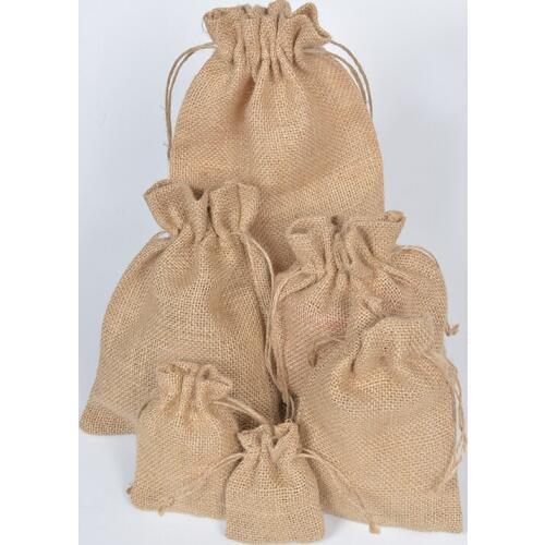 1pcs/lot Natural Jute Pouches Burlap Bag Hessian Drawstring Pouch Wedding Christmas Favors Sack Jewelry Packing Wholesale
