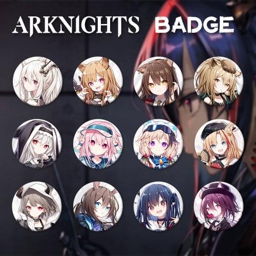 Arknights Chibi Badge Sora Ceobe Shining Closure Amiya Vulcan Specter Siegee Texas 58mm Metal Brooch Clothes Backpack Decor Gift
