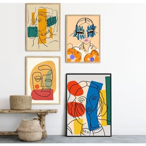 Minimalist Abstract Line Woman Face Wall Art Canvas Painting Nordic Posters and Prints Wall Pictures for Living Home Decoration