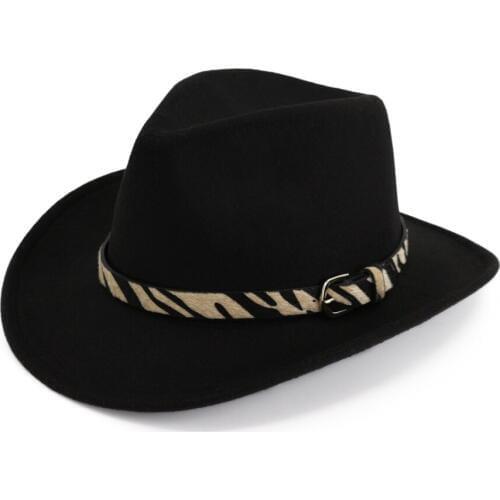 Men Women Wool Western Cowboy Hat With Belt Pop Jazz Hat Wide Brim Jazz Hat Sombrero Hombre Hat