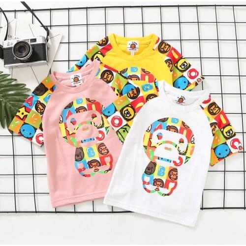 2021 New Kids Boy Girls Cartoon Animal Zoo Pattern Printed Shirt Summer Short Shirts Tops Tee Hip Hop Style Clothes