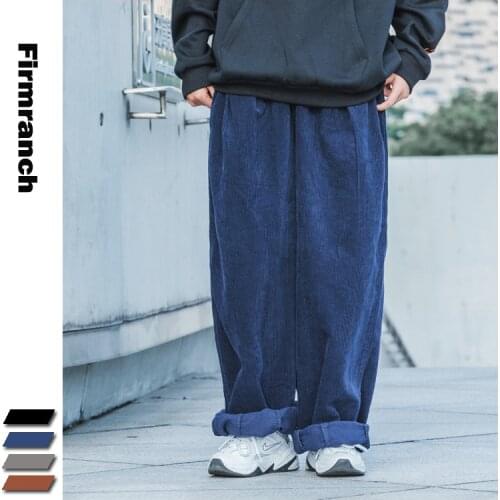 Firmranch New Autumn/Winter Men Amekaji Oversize Cargo Pants High Quality Corduroy Super Loose American Causal Japanese Trousers