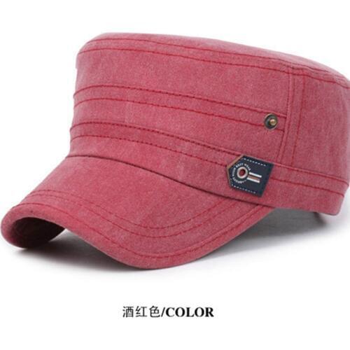 South Korea spring and summer new flat-top hats men and women couples solid color military caps high-end old sun hat