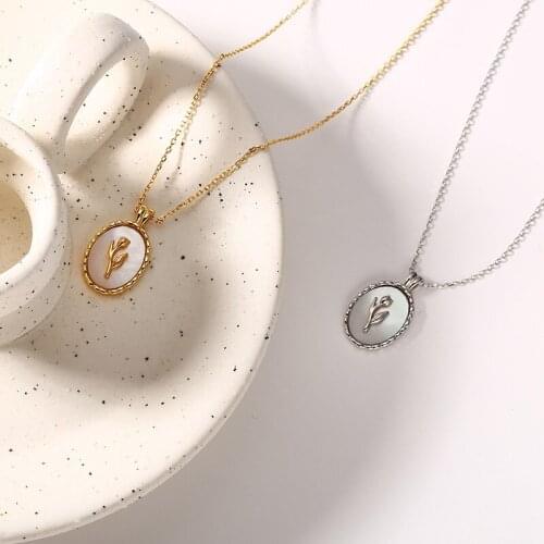 Gold Silver Color Flower Tulip Necklace Oval Gold Elegant Chic Luxury Pendant Necklace for Women Shell Birthday Jewelry 2021 New