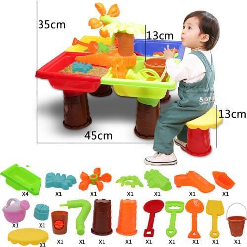 Beach Toys Play Sand Toys Set Children Beach Table Interactive Beach Play Water Sand Molds Molds Kit Kid Baby Outdoor Games