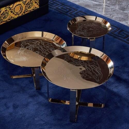 Post-modern Italian light luxury villa high-end custom stainless steel tea table model room side table