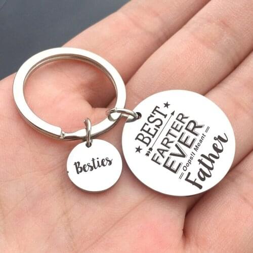 Fathers holiday birthday gift best farter ever peach heart stainless steel keychain lettering custom