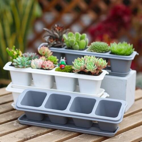 Simple Modern Succulent Flower Home Gardening Balcony Plastic Pure Color Flower Pot Tray Preschool Pots