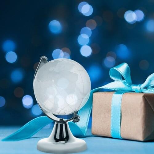 Mini Transparent Crystal Glass Round Globe Decorative Craft World Map Exquisite Gift Globe Home Living Room Educational Ornament