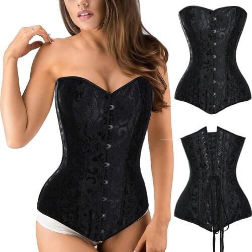 Plus Size Corset Steel Boned Corset Overbust Long Torso Bustiers Waist Trainer Corsets Shapewear Cincher Corselet