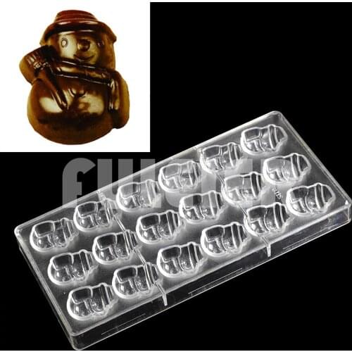 Christmas Snowman Shape Belgium Polycarbonate Chocolate Mold Baking Sweets Candy Mould Trays Bakeware Confectionery Tool