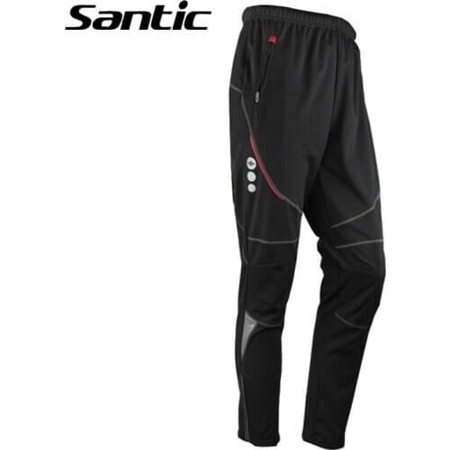 Santic Pro Men Cycling Pants Long Winter Fleece Thermal Downhill Road Mountain Bike Pants Windproof Trousers Bicycle Pants Wear