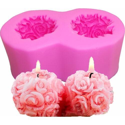 3D Easy Unmold Custom Flower Ball Rose Silicone Molds For Soap Candle Crafts Making Resin,Wedding decoration tools T1128