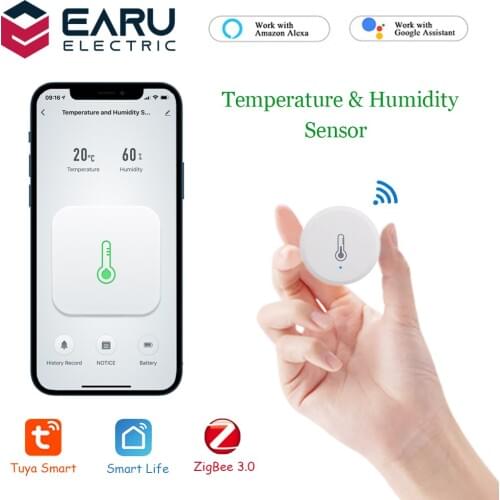 WiFi Tuya Smart Life App ZigBee Smart Temperature Humidity Sensor Work With Wireless Wired Hub Gateway Alexa Google Assistant