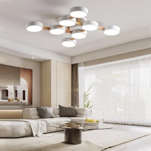 Modern solid wood bedroom dining room LED ceiling lamp hotel villa apartment lamp living room lighting chandeliers direct sales