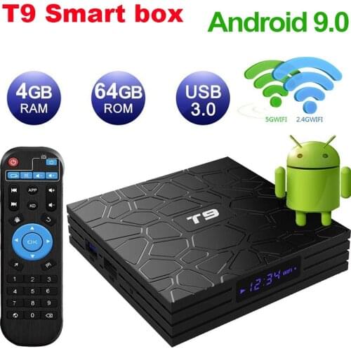 Smart T9 Android 9.0 TV BOX RK3318 Quad Core 4GB RAM 64GB ROM 2.4G/5G Dual WIFI USB 3.0 4K 2GB 16GB Set Top Box 4G 32G TVBOX
