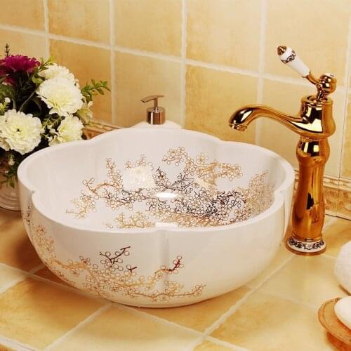 China Handmade Lavabo Washbasin Art wash basin Ceramic Counter Top Wash Basin Bathroom Sinks vessel sink bowl ceramic wash basin