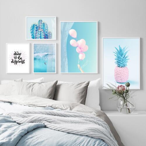 Balloon Cactus Pineapple Quotes Wall Art Canvas Painting Nordic Posters And Prints Landscape Wall Pictures For Living Room Decor