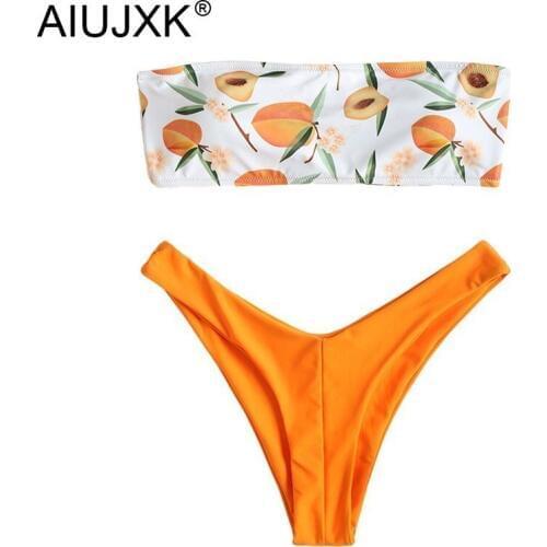 AIUJXK 2019 Sexy Bathing Suit Women 2 Piece Swimsuit fruit Print Micro Bikini New Beach Off Shoulder Sexy Swimwear Female