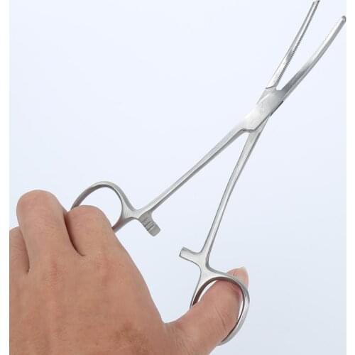 18cm 7" Fly Fishing Locking Elbow Scissors Pliers Hemostat Fishing Decoupling Stainless Steel Forceps