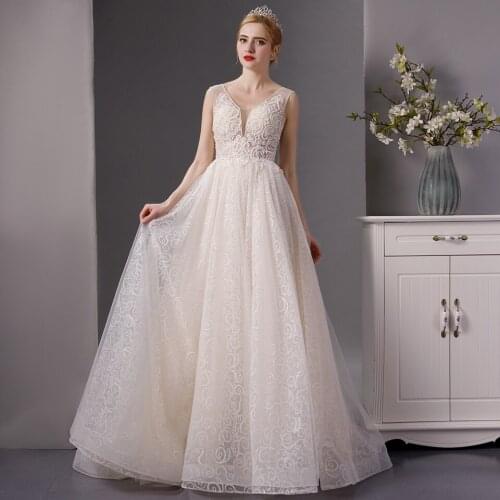 6072 vestidos de novia 2020 wedding gowns v neck lace wedding dress boho backless sukienka na wesele dla gościa vintage dress