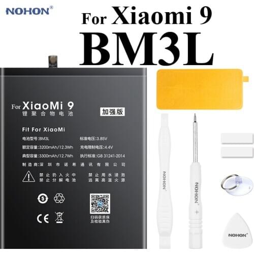 Nohon Battery For Xiaomi Mi 9 BM3L 3200mAh-3300mAh High Capacity Built-in Phone Li-polymer Batteries For Xiaomi 9 Mi9 with Tools