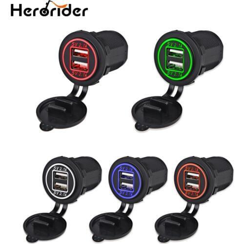 Herorider Auto Boat 4.2A Dual USB Car Charger Socket Power Plug Motorcycle USB Charger Cigarette Lighter Socket Car Adapter