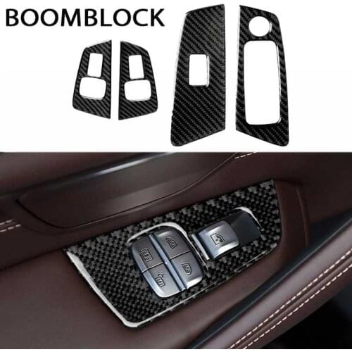 BOOMBLOCK Car Window Lifter Control Panel Frame Carbon Fiber Sticker Accessories for BMW 5 Series G30 G38 528Li 530Li 540Li 2018