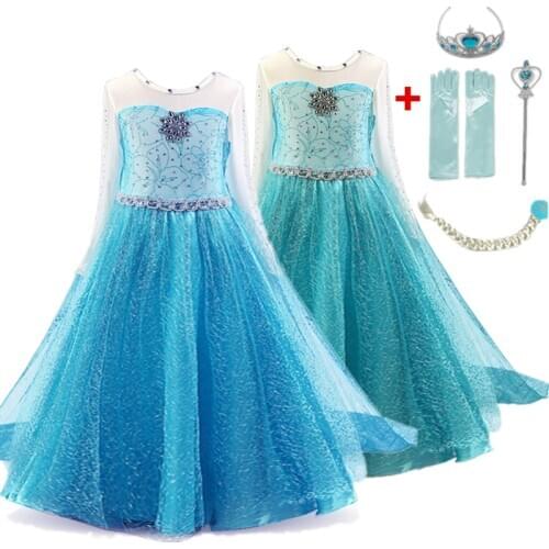 Baby Girls Princess Dress Fancy Costume Girl Halloween Cosplay Tutu Birthday Party Dresses Up Blue Gown Kids Summer Clothes