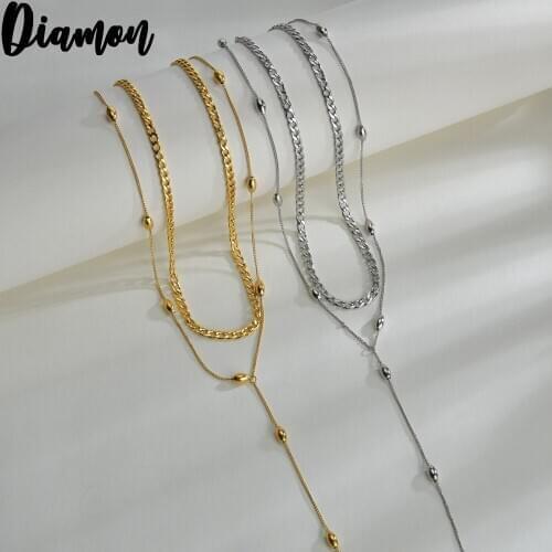 Diamon 2020 New Stainless Steel Double layer Necklace NK Chain Pendant Stainless Steel Necklace Pendant Jewelry Gift