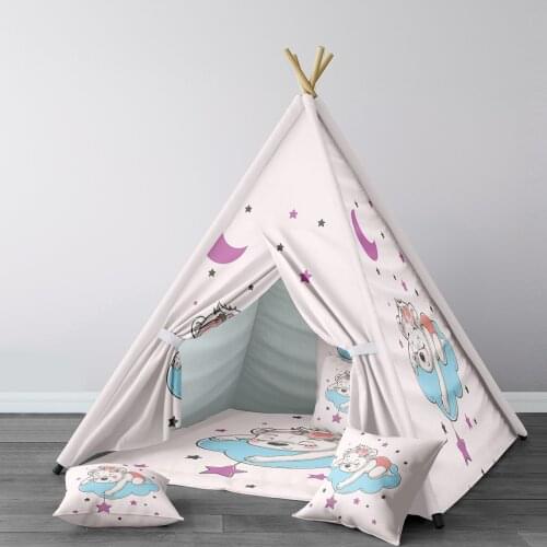 Play Tent for Kids Wigwam Portable Indoor Playground Tents Children Bedrooms Stars Girl Bear Cloud Model 247