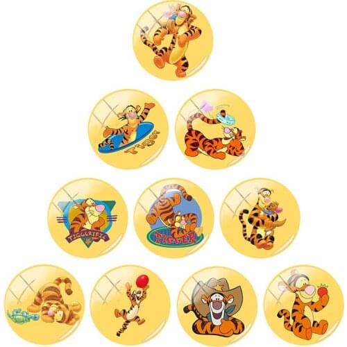 Disney Animation Tigger Interesting 12mm/15mm/16mm Photos Send Friends Photos Cute Glass Cabochon Dome Flat Back DIY Jewelry