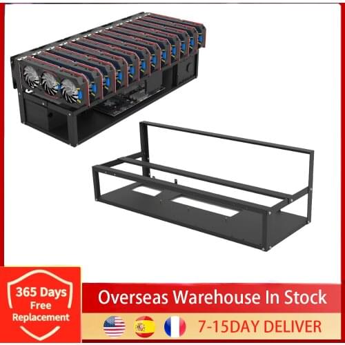 GPU Mining Rig Steel Opening Air Frame Mining,Mining Frame Rig Case Up to 6/8/12 GPU For Crypto Coin Currency Mining