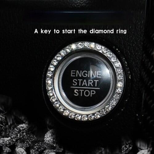New Diamond-studded one-button start ring, car button stickers, interior supplies, car switch ignition decoration ring