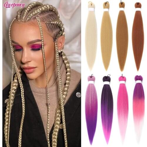 Lovepancy Pre Stretched Braiding Hair Extensions Easy Crochet Braid Hair Bundle Yaki Straight Ombre Synthetic Box Afro Braids