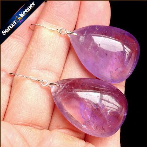 Genuine 925 Sterling Silver Amethysts High Grade Drop Earrings Purple Fine Jewelry Gift for Woman 100% Natural Gem Stone TS752