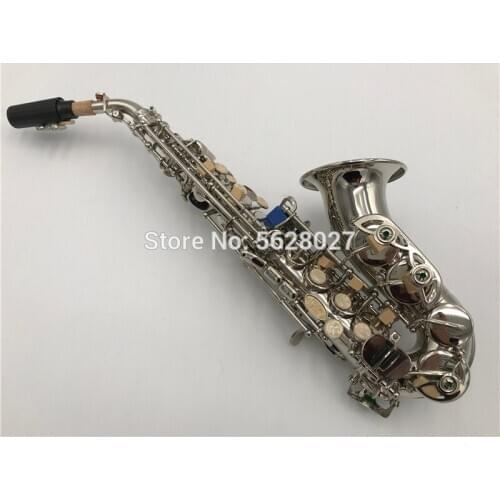Nickel platingCarve Pattern Bb Bend Althorn Soprano Saxophone Sax Pearl White Shell Buttons Wind Instrument
